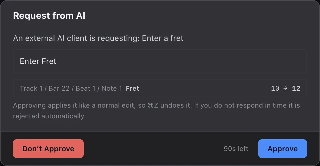 The dialog that approves an AI edit